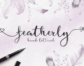 Script font - featherly Font - handlettered font - Calligraphy font - Wedding font - photography logo