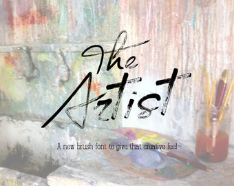 Digital font - The Artist Font. Calligraphy font. Paintbrush typeface. Wedding font. Can be used for a photography logo Monogram