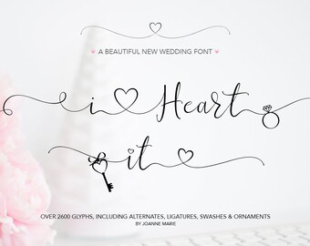 Wedding font - iHeart it Font - Calligraphy font - elegant typeface script font - use for photography logo