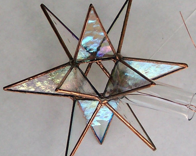 Small Stained Glass Tree Topper Iridescent Clear Glass Etsy