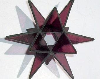 Sun Catcher 8 Hanging Moravian Star Stained Glass 3D Star X/'mas Gift 12 Point Stars Iridescent Red Star Christmas Star Ornament