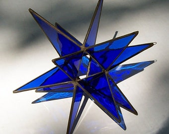 Sun Catcher 8 Hanging Moravian Star Stained Glass 3D Star X/'mas Gift 12 Point Stars Iridescent Red Star Christmas Star Ornament