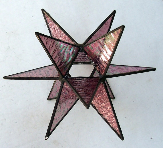Sun Catcher 8 Hanging Moravian Star Stained Glass 3D Star X/'mas Gift 12 Point Stars Iridescent Red Star Christmas Star Ornament