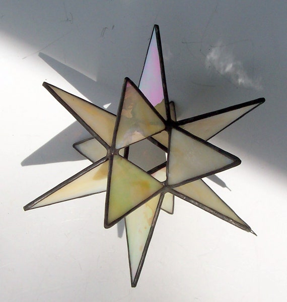 Sun Catcher 8 Hanging Moravian Star Stained Glass 3D Star X/'mas Gift 12 Point Stars Iridescent Red Star Christmas Star Ornament