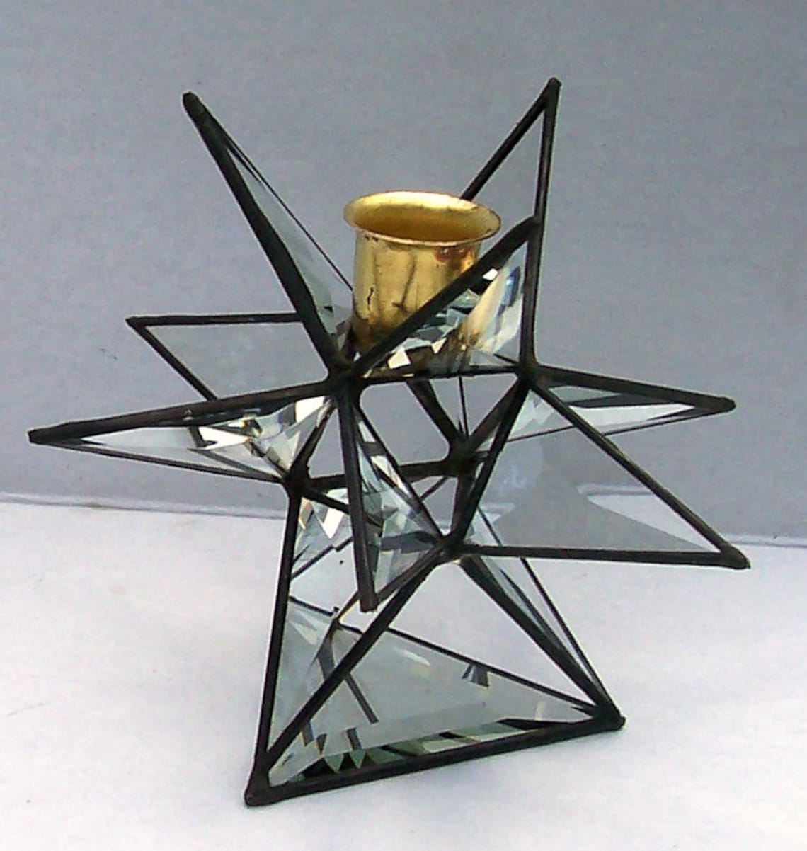 Beveled Glass Moravian Star Candleholder Table Ornament Etsy