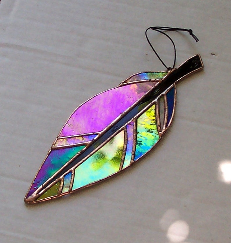 glass art spiritual gift angel feather gift Stained glass feather suncatcher