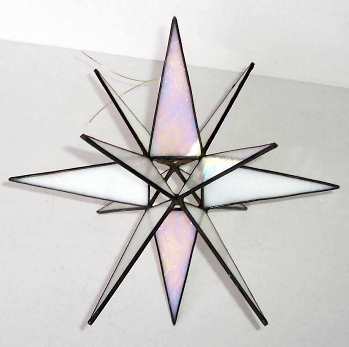 Lg. Stained Glass Tree Topper Iridescent White Glass Etsy