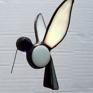 Stained Glass Hummingbird, Hanging Bird Suncatcher, Bird Ornament, Home Decor, Glass Bird, Symbol of Enjoyment, Gift image 2