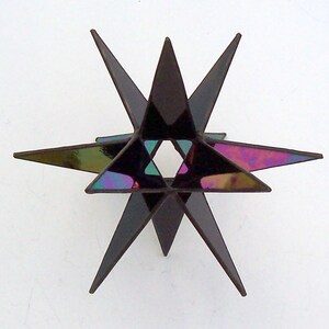 Stained Glass Med.Tree Topper, Iridescent Black Glass, Moravian Star, Tree Top Decoration, Christmas Star Ornament, Topper for Black Tree
