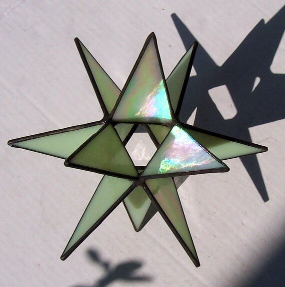 Sun Catcher 8 Hanging Moravian Star Stained Glass 3D Star X/'mas Gift 12 Point Stars Iridescent Red Star Christmas Star Ornament