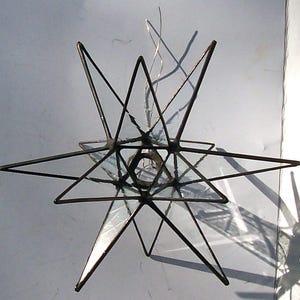 Clear Semi- Antique, Artique Glass Tree Topper, Medium, Leaded Glass, Moravian Star, Christmas Tree Ornament, Home Decor, Holiday Decoration