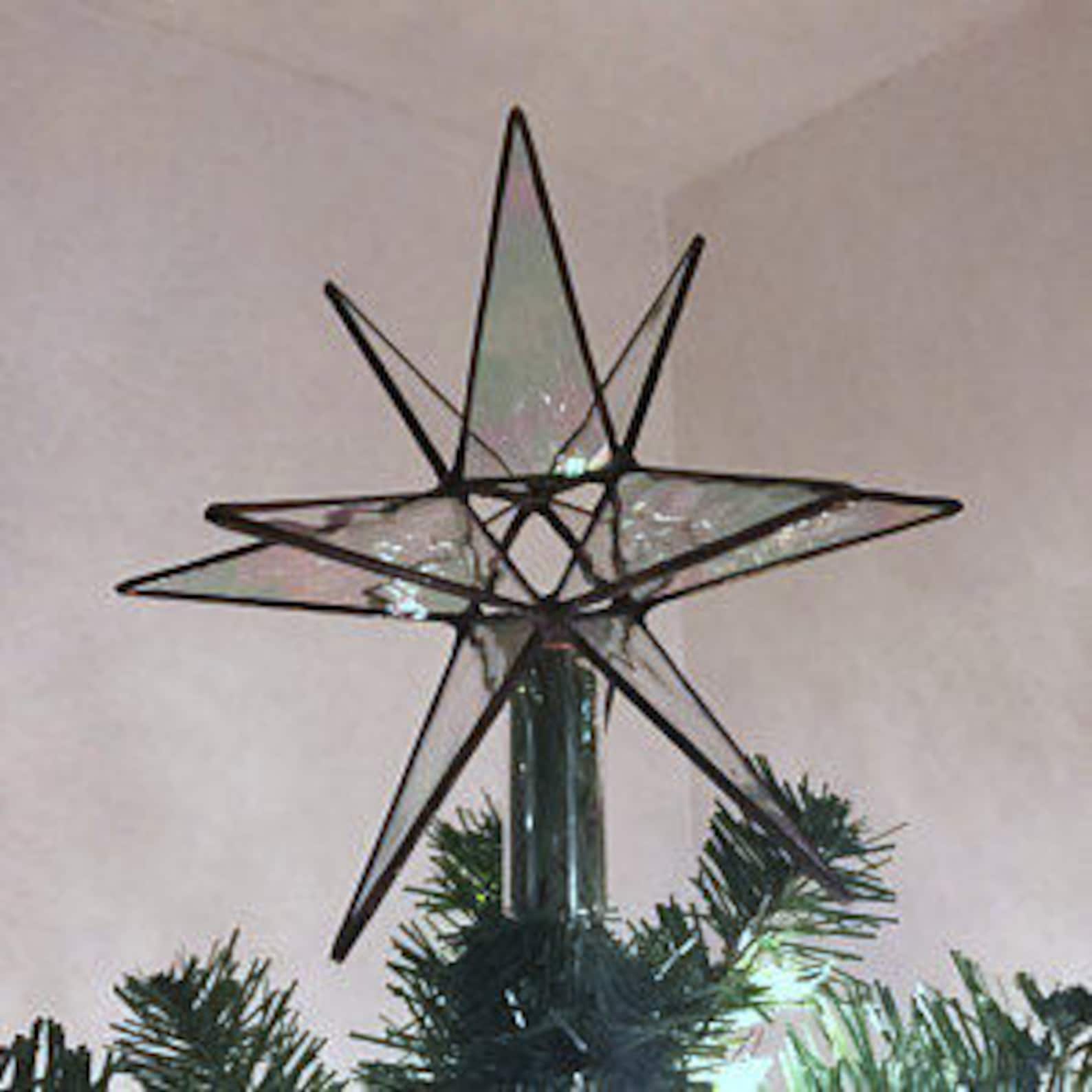 Lg. Stained Glass Tree Topper Iridescent White Glass Etsy