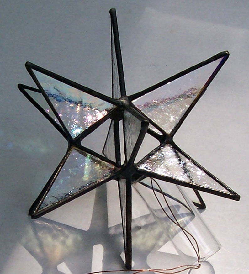 Small Stained Glass Tree Topper Iridescent Clear Glass Etsy 日本