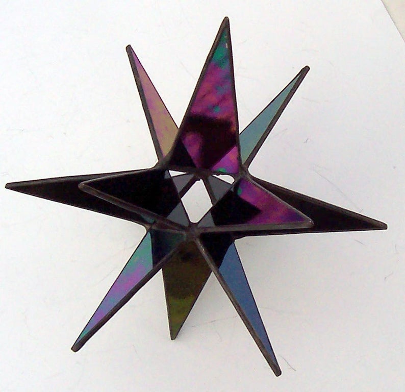 Stained Glass Med.tree Topper Iridescent Black Glass Etsy
