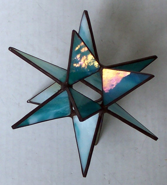 Sun Catcher 8 Hanging Moravian Star Stained Glass 3D Star X/'mas Gift 12 Point Stars Iridescent Red Star Christmas Star Ornament