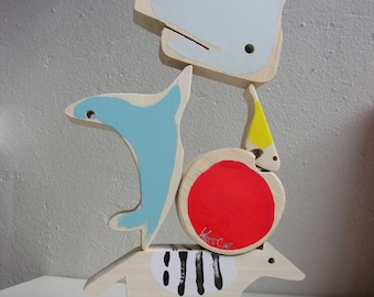 Circus Animals Act XL stacking wooden toy - New design!