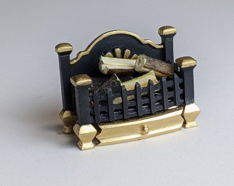 1/12 Scale Dolls House little fireplace basket, grate , wood logs