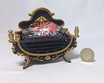 1/6 scale fireplace fire grate flickering, glowing fire wood logs LED,battery operate