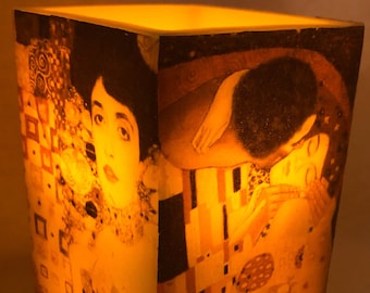 Gustav Klimt Paintings Gift Handmade LED flameless Electric Cubed Candle Night Light Desk Ornament