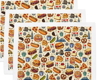 New York City Food Placemat – NYC Deli, Pizza, Bagels en Street Food-tafelmat