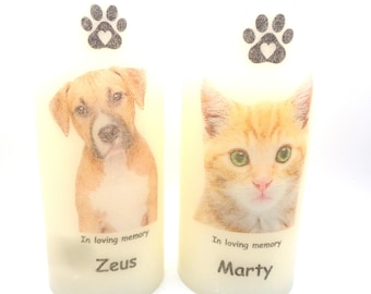Pet Cat Dog Memorial Candle Bereavement Gift LED Flameless Candle