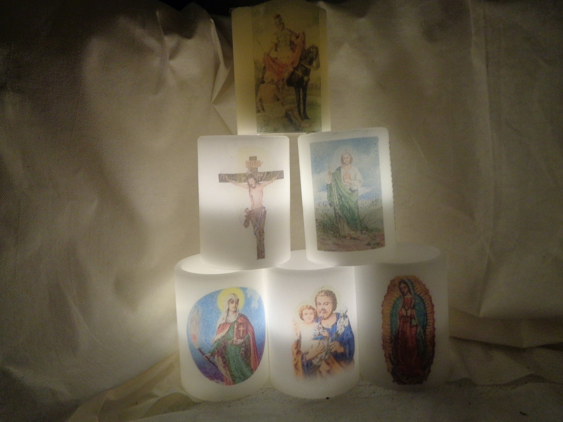 Catholic Votive Candles Saints Prayer LED Flameless Electric Etsy