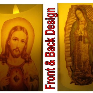Catholic Religious Candle Sacred Heart of Jesus Virgin Mary La Virgen de Guadalupe Handmade LED flameless Electric Pillar Candle Night Light