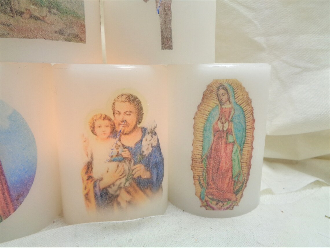 Catholic Votive Candles Saints Prayer LED Flameless Electric Etsy