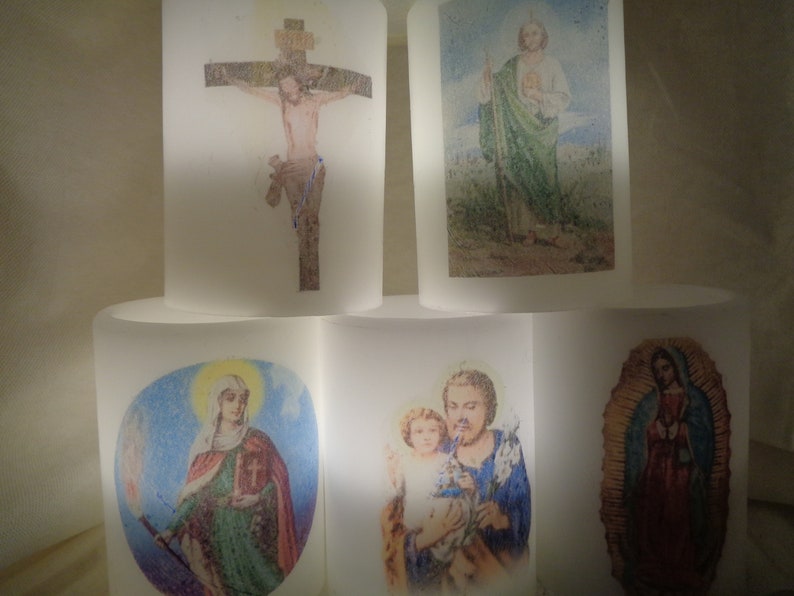 Catholic Votive Candles Saints Prayer LED Flameless Electric Candle St ...