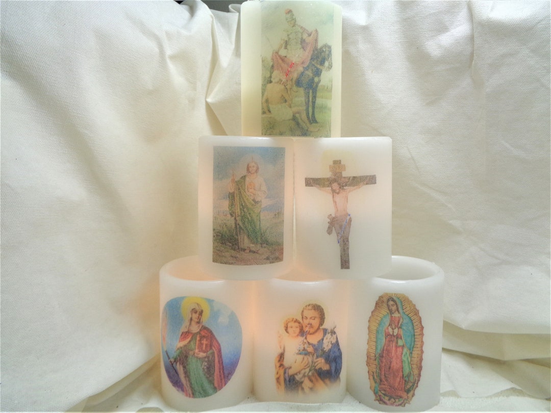 Catholic Votive Candles Saints Prayer LED Flameless Electric Etsy