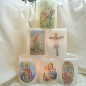 Catholic Votive Candles Saints Prayer LED Flameless Electric Candle St ...