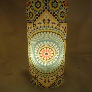 Moroccan Decor Pattern Design Handmade LED flameless Electric  Candle 6&quot; tall Custom Photo Gift Photo Image Desk Ornament