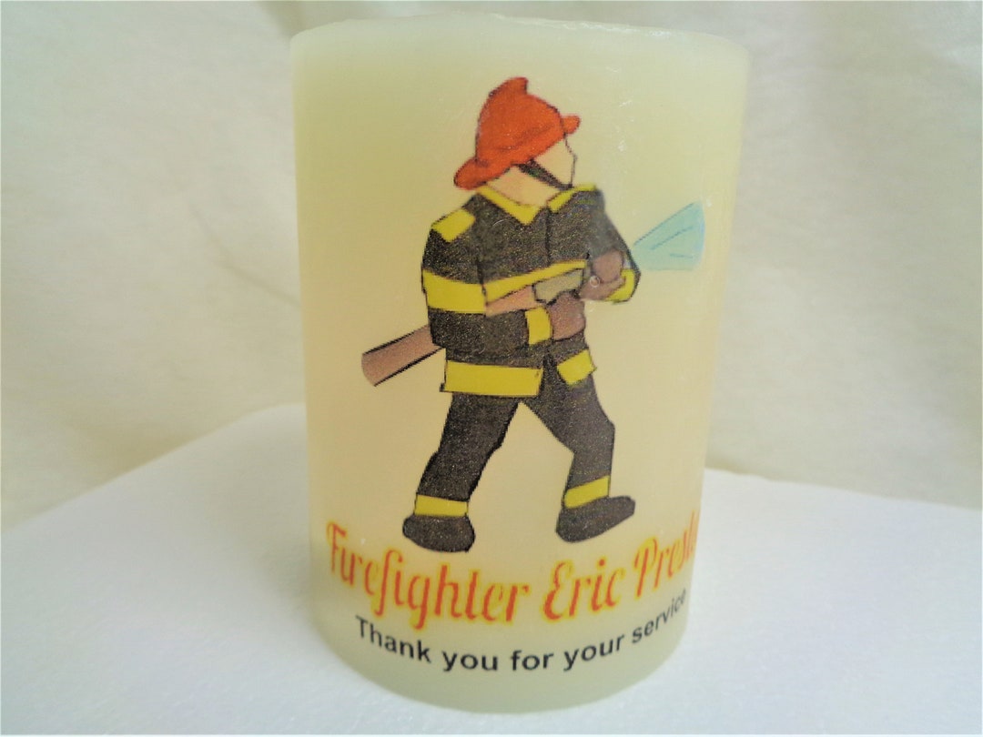 Personalized Customized Firefighter Fireman Gift Handmade LED Flameless ...