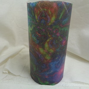 Handmade LED flameless Electric Pillar Candle 5&quot; Tall x 3&quot; wide, Colorful Galaxy Pattern  Night Light Desk Ornament