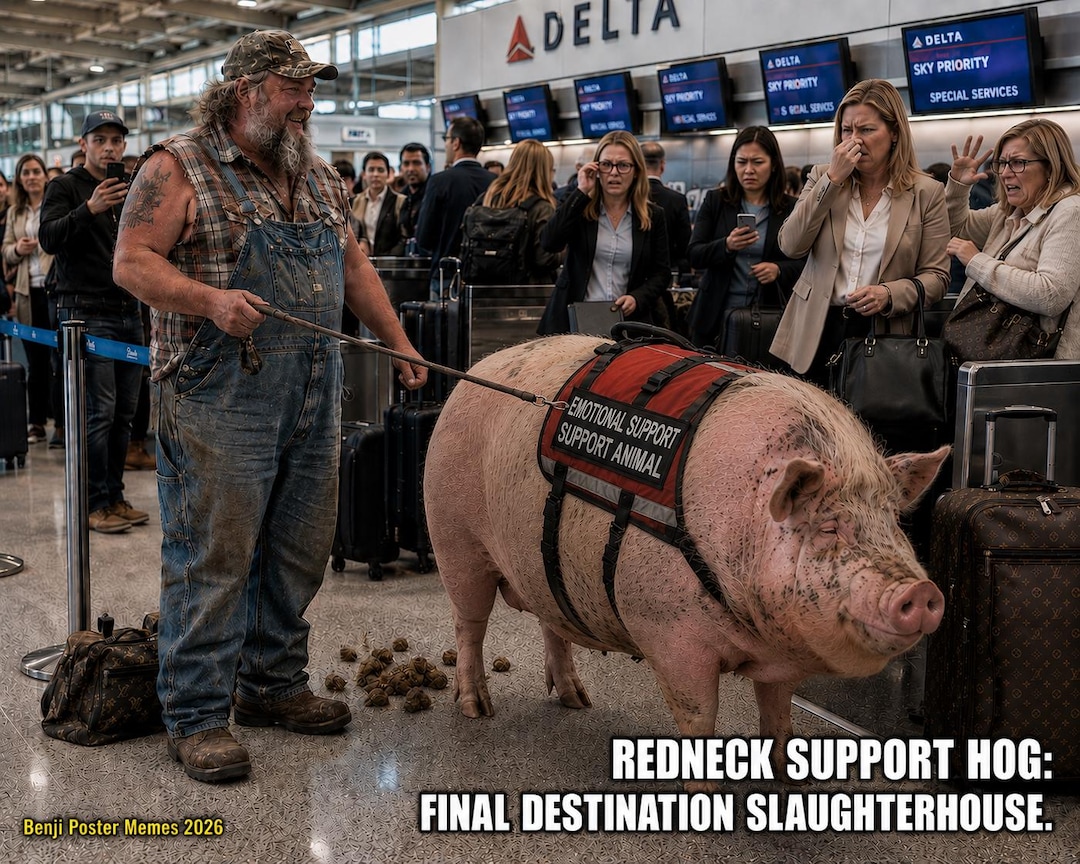 Redneck Support Hog Airport Meme Poster – Funny Southern Humor Wall ...