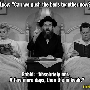 Funny Niddah & Mikvah Meme Poster – Jewish Family Purity Retro Poster