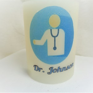 Personalized Customized Doctor Gift Handmade LED Flameless Electric  Wax Candle 4&quot; Tall Decor Desk Ornament
