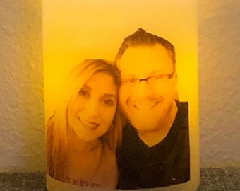 Custom Photo Personalized & Text Handmade LED flameless Electric  Candle For Birthday Anniversary, Gift,  Mother&#39;s Day, Graduation