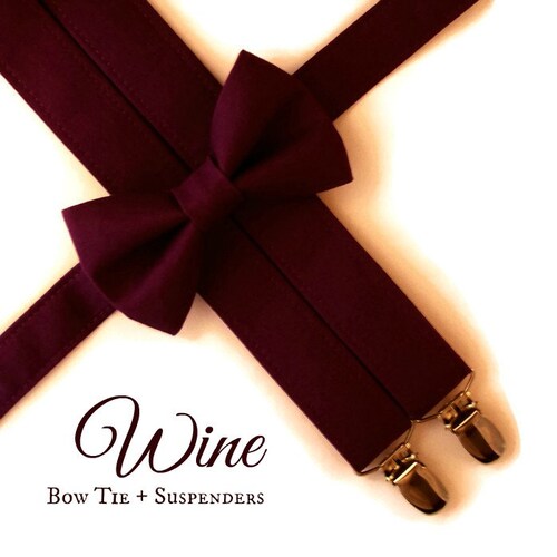 Babyhug Bow and Suspender Set - Wine