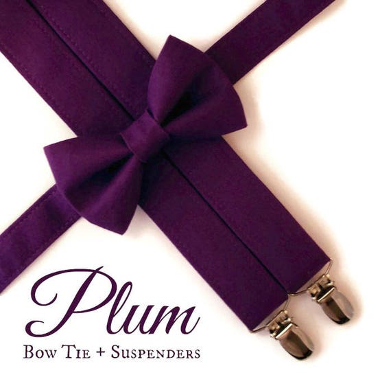Plum Bow Tie and Suspenders Plum Suspenders Toddler Etsy