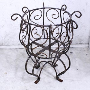 Wrought Iron French Planter Ornate Garden Plant Stand Rustic Outdoor Decor 16”