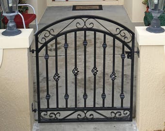 Antique Style Metal Entry Gate - Custom 36"t x 36"w Donovan Wrought Iron Gate - Yard or Garden Security Use -