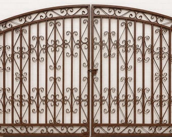 5ft Tall x 8ft Wide Center Divide Scottsdale Wrought Iron Driveway Gate | Ornate Double Gate | USA Made