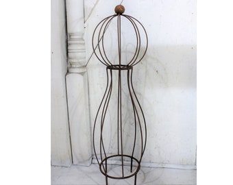 Wrought Iron 38" Bonnie Ball Topiary Flower Trellis, Plant Climber - Vegetable Garden Wire support,  Rustic Yard Sculpture - Round Trellis