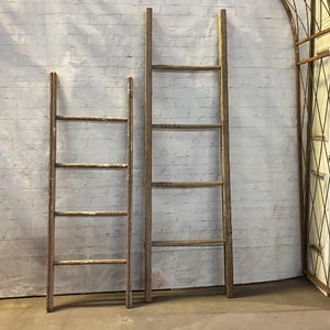 Antique Vintage Wooden Tall 4 Rung Ladders - Rustic Shelf - Primitive ...