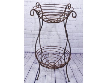 Wrought Iron 30" Bee Hive Plant Stand, Outdoor Patio Metal Flower Basket Container - Sturdy Rustic Pot Holder - Steel Vintage Garden Planter