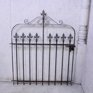 Historical Style Fleur De Lis 37&quot; wide x 36&quot; tall Wrought Iron Gate - Rustic Metal Garden Entry - Vintage Steel Style Entrance