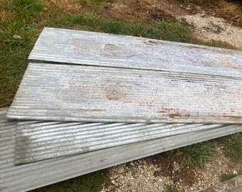 Roof Galvanized Sheets - Barn Tin Corrugated Metal - Reclaimed Salvage Primitive Rustic Architectural - Primitive Farmhouse - Smaller Humps