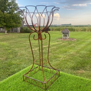 Wrought Iron 32 Caroline Plant Stand Outdoor Patio Metal Flower Basket Container Sturdy Rustic Pot Holder Steel Vintage Garden Planter image 2
