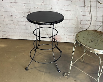 23" Wrought Iron Bella Small End Table - Patio Side Furniture - 15"dia Pedestal Plant Stand - Metal Wood Bench - Yard Indoor Outdoor Base